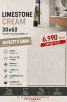 Limestone Cream 30x60 padlólap és falburkolat