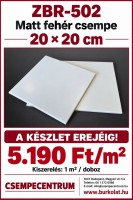 Zalakerámia ZBR-502 matt fehér 20x20 csempe